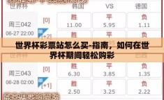 世界杯彩票站怎么买-指南，如何在世界杯期间轻松购彩