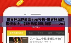 世界杯足球彩票app停售-世界杯足球激情未冷，彩市热浪暂时消散——2022世界杯足球彩票app停售深度透视