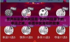 世界杯彩票中奖信息-世界杯狂潮下的幸运之翼，彩票中奖背后的故事