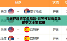世界杯彩票奖金规则-世界杯彩票奖金规则之全面解析