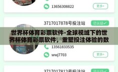 世界杯体育彩票软件-全球视域下的世界杯体育彩票软件，重塑投注体验的数字革新