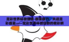 足彩世界杯微信群-群策群力，共迎足彩盛宴——足彩世界杯微信群的精彩瞬间