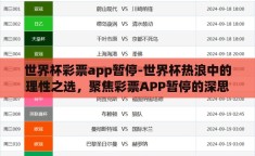 世界杯彩票app暂停-世界杯热浪中的理性之选，聚焦彩票APP暂停的深思
