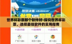 世界杯彩票那个软件好-探究世界杯彩票，选择最佳软件的实用指南