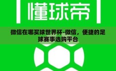 微信在哪买球世界杯-微信，便捷的足球赛事选购平台