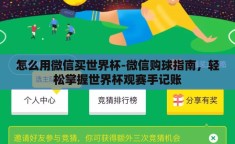 怎么用微信买世界杯-微信购球指南，轻松掌握世界杯观赛手记账