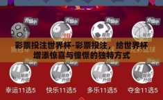 彩票投注世界杯-彩票投注，给世界杯增添惊喜与憧憬的独特方式