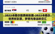 2022卡塔尔世界杯彩票-2022卡塔尔世界杯彩票，梦想与幸运的交汇