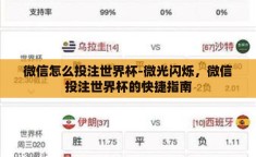 微信怎么投注世界杯-微光闪烁，微信投注世界杯的快捷指南