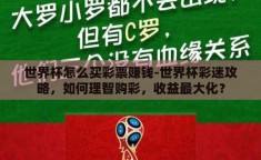 世界杯怎么买彩票赚钱-世界杯彩迷攻略，如何理智购彩，收益最大化？