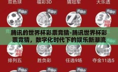 腾讯的世界杯彩票竞猜-腾讯世界杯彩票竞猜，数字化时代下的娱乐新潮流