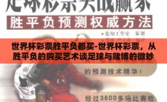 世界杯彩票胜平负都买-世界杯彩票，从胜平负的购买艺术谈足球与赌博的微妙平衡