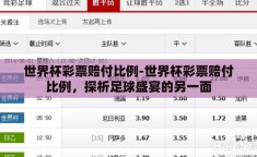 世界杯彩票赔付比例-世界杯彩票赔付比例，探析足球盛宴的另一面
