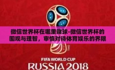 微信世界杯在哪里赌球-微信世界杯的围观与理智，审慎对待体育娱乐的界限