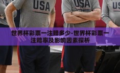 世界杯彩票一注赔多少-世界杯彩票一注赔率及影响因素探析