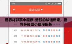 世界杯彩票小程序-活跃的球迷新宠，世界杯彩票小程序探析