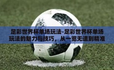 足彩世界杯单场玩法-足彩世界杯单场玩法的魅力与技巧，从一览无遗到精准制胜