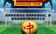 世界杯彩票论坛-世界杯彩票论坛，探索足球激情与智慧的交汇点