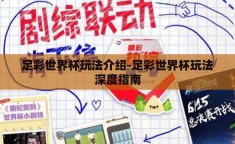 足彩世界杯玩法介绍-足彩世界杯玩法深度指南