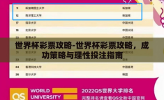 世界杯彩票攻略-世界杯彩票攻略，成功策略与理性投注指南