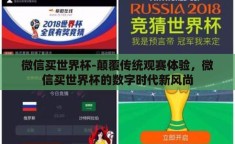 微信买世界杯-颠覆传统观赛体验，微信买世界杯的数字时代新风尚