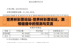 世界杯彩票论坛-世界杯彩票论坛，激情碰撞中的预测与交流