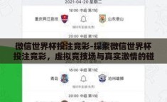 微信世界杯投注竞彩-探索微信世界杯投注竞彩，虚拟竞技场与真实激情的碰撞