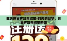 昨天世界杯彩票结果-昨天的彩梦，世界杯彩票结果回响