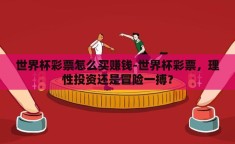 世界杯彩票怎么买赚钱-世界杯彩票，理性投资还是冒险一搏？