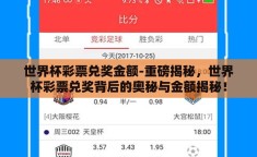 世界杯彩票兑奖金额-重磅揭秘，世界杯彩票兑奖背后的奥秘与金额揭秘！