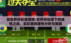 买世界杯彩票赚钱-世界杯热潮下的理性之选，买彩票的理性分析与策略