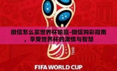 微信怎么买世界杯输赢-微信购彩指南，享受世界杯的激情与智慧