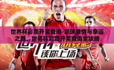 世界杯彩票开奖查询-足球激情与幸运之舞，世界杯彩票开奖查询全攻略