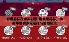 看世界杯在哪买彩票-指路世界杯，购彩平台的多元选择与智慧决策