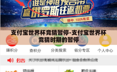 支付宝世界杯竞猜暂停-支付宝世界杯竞猜时期的暂停