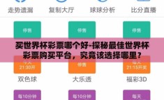 买世界杯彩票哪个好-探秘最佳世界杯彩票购买平台，究竟该选择哪里？