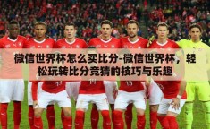微信世界杯怎么买比分-微信世界杯，轻松玩转比分竞猜的技巧与乐趣