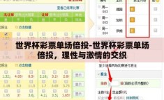 世界杯彩票单场倍投-世界杯彩票单场倍投，理性与激情的交织
