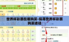 世界杯彩票在哪购买-探寻世界杯彩票购买途径
