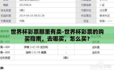 世界杯彩票那里有卖-世界杯彩票的购买指南，去哪买，怎么买？