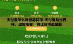 支付宝怎么赌世界杯球-支付宝与世界杯，理智观赛，勿让赌博遮望眼