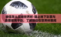 微信怎么买球世界杯-阻止地下彩票与合理使用平台，了解微信在世界杯期间的合法与不合法的互动
