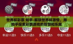 世界杯彩票 知乎-解锁世界杯激情，用知乎探索彩票游戏的智慧和乐趣