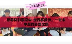 世界杯彩票没中-世界杯梦碎，一张未中奖的彩票之旅