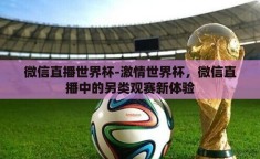 微信直播世界杯-激情世界杯，微信直播中的另类观赛新体验