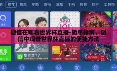 微信在哪看世界杯直播-简单指南，微信中观看世界杯直播的便捷方法
