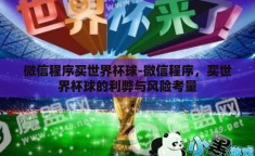 微信程序买世界杯球-微信程序，买世界杯球的利弊与风险考量