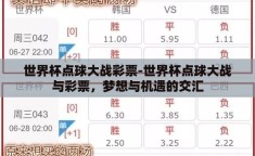 世界杯点球大战彩票-世界杯点球大战与彩票，梦想与机遇的交汇