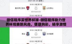 微信程序买世界杯球-微信程序助力世界杯观赛新风尚，便捷购彩，畅享激情