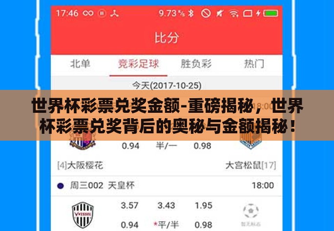 世界杯彩票兑奖金额-重磅揭秘，世界杯彩票兑奖背后的奥秘与金额揭秘！